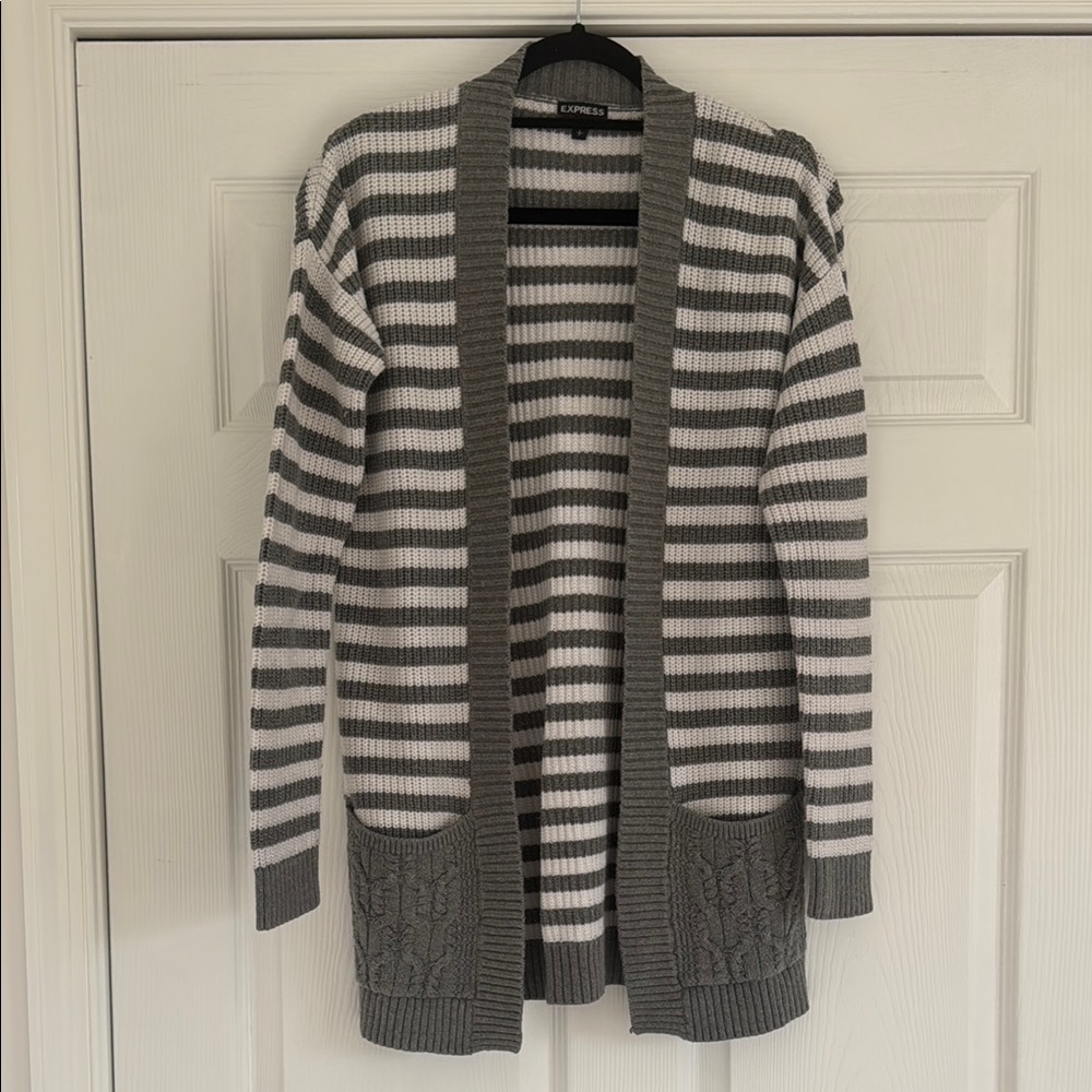 Express Gray Striped Women's Sweater